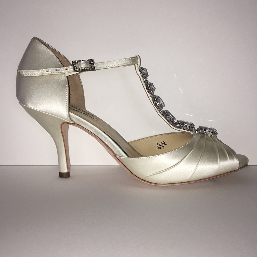 Benjamin Adams Mia Ivory Duchesse Silk Dress Heel